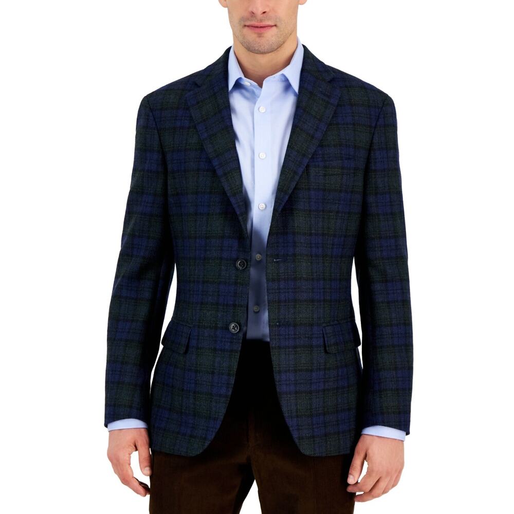 Tommy Hilfiger Men's Modern-Fit All Wool Sport Coats Blue/Green Size 36 C-012